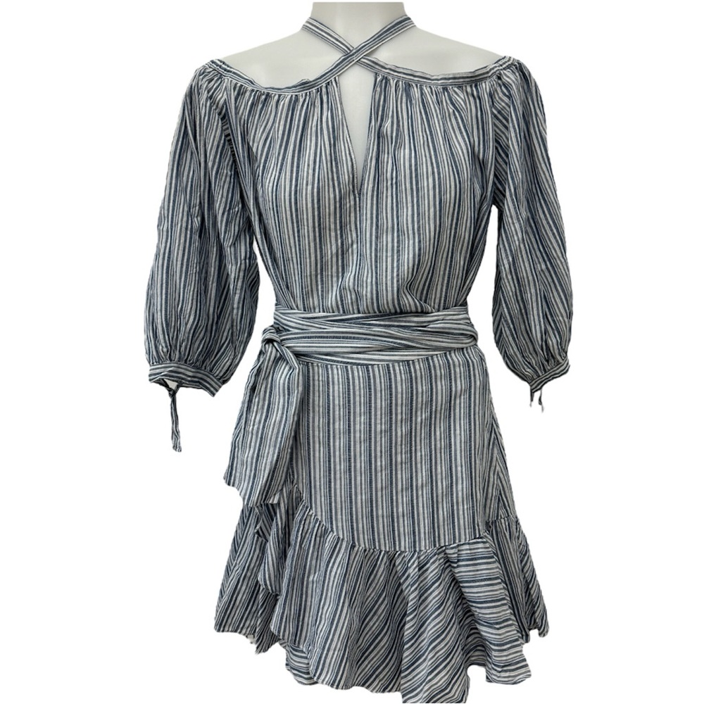 Rebecca Taylor Western Style Blue and White Striped Ruffle Skirt Outfit Size 0,2